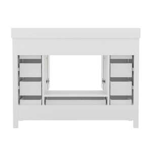 English Elm Commercial Grade 48 Inch Bathroom Vanity with Sink, Storage Cabinet with Soft Close Doors, and 9 Drawers, Carrara Marble Finish Countertop,