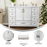 English Elm Commercial Grade 48 Inch Bathroom Vanity with Sink, Storage Cabinet with Soft Close Doors, and 9 Drawers, Carrara Marble Finish Countertop,