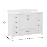 English Elm Commercial Grade 48 Inch Bathroom Vanity with Sink, Storage Cabinet with Soft Close Doors, and 9 Drawers, Carrara Marble Finish Countertop,