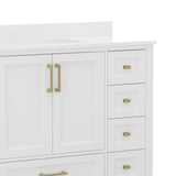 English Elm Commercial Grade 48 Inch Bathroom Vanity with Sink, Storage Cabinet with Soft Close Doors, and 9 Drawers, Carrara Marble Finish Countertop,