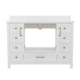 English Elm Commercial Grade 48 Inch Bathroom Vanity with Sink, Storage Cabinet with Soft Close Doors, and 9 Drawers, Carrara Marble Finish Countertop,