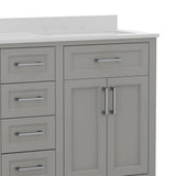 English Elm Commercial Grade 60 Inch Bathroom Double Vanity with 2 Sinks, 2 Storage Cabinets with Soft Close Doors and 6 Drawers, Carrara Marble Finish Countertop,