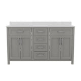 English Elm Commercial Grade 60 Inch Bathroom Double Vanity with 2 Sinks, 2 Storage Cabinets with Soft Close Doors and 6 Drawers, Carrara Marble Finish Countertop,