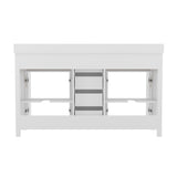 English Elm Commercial Grade 60 Inch Bathroom Double Vanity with 2 Sinks, 2 Storage Cabinets with Soft Close Doors and 6 Drawers, Carrara Marble Finish Countertop,