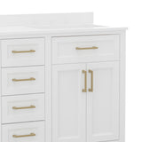 English Elm Commercial Grade 60 Inch Bathroom Double Vanity with 2 Sinks, 2 Storage Cabinets with Soft Close Doors and 6 Drawers, Carrara Marble Finish Countertop,