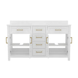 English Elm Commercial Grade 60 Inch Bathroom Double Vanity with 2 Sinks, 2 Storage Cabinets with Soft Close Doors and 6 Drawers, Carrara Marble Finish Countertop,