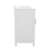 English Elm Commercial Grade 60 Inch Bathroom Double Vanity with 2 Sinks, 2 Storage Cabinets with Soft Close Doors and 6 Drawers, Carrara Marble Finish Countertop,