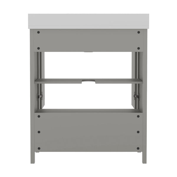 English Elm Commercial Grade 30 Inch Bathroom Vanity with Sink, Storage Cabinet with Soft Close Doors and Bottom Drawer, Carrara Marble Finish Countertop,