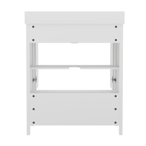 English Elm Commercial Grade 30 Inch Bathroom Vanity with Sink, Storage Cabinet with Soft Close Doors and Bottom Drawer, Carrara Marble Finish Countertop,