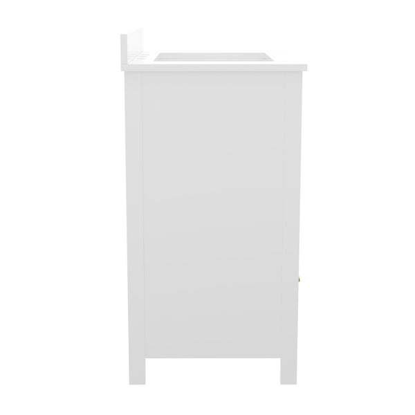 English Elm Commercial Grade 30 Inch Bathroom Vanity with Sink, Storage Cabinet with Soft Close Doors and Bottom Drawer, Carrara Marble Finish Countertop,