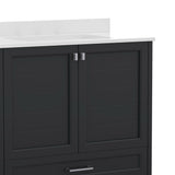 English Elm Commercial Grade 36 Inch Bathroom Vanity with Sink, Storage Cabinet with Soft Close Doors and Bottom Drawer, Carrara Marble Finish Countertop,