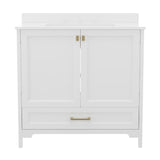 English Elm Commercial Grade 36 Inch Bathroom Vanity with Sink, Storage Cabinet with Soft Close Doors and Bottom Drawer, Carrara Marble Finish Countertop,