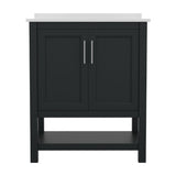 English Elm 30 Inch Bathroom Vanity with Sink Combo, Storage Cabinet with Soft Close Doors and Open Shelf, Carrara Marble Finish Countertop,