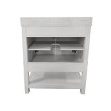 English Elm 30 Inch Bathroom Vanity with Sink Combo, Storage Cabinet with Soft Close Doors and Open Shelf, Carrara Marble Finish Countertop, /