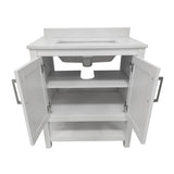 English Elm 30 Inch Bathroom Vanity with Sink Combo, Storage Cabinet with Soft Close Doors and Open Shelf, Carrara Marble Finish Countertop, /