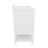 English Elm 30 Inch Bathroom Vanity with Sink Combo, Storage Cabinet with Soft Close Doors and Open Shelf, Carrara Marble Finish Countertop, /Gold