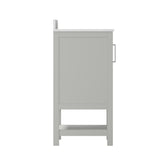 English Elm 36 Inch Bathroom Vanity with Sink Combo, Storage Cabinet with Soft Close Doors and Open Shelf, Carrara Marble Finish Countertop, /White