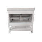 English Elm 36 Inch Bathroom Vanity with Sink Combo, Storage Cabinet with Soft Close Doors and Open Shelf, Carrara Marble Finish Countertop, /