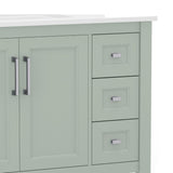 English Elm 36 Inch Bathroom Vanity with Sink, Storage Cabinet with Soft Close Doors, Open Shelf and 3 Drawers, Carrara Marble Finish Countertop, Sage