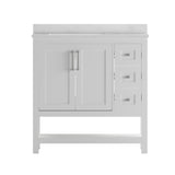 English Elm 36 Inch Bathroom Vanity with Sink, Storage Cabinet with Soft Close Doors, Open Shelf and 3 Drawers, Carrara Marble Finish Countertop, /