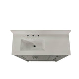 English Elm 42 Inch Bathroom Vanity with Sink, Storage Cabinet with Soft Close Doors, Open Shelf and 3 Drawers, Carrara Marble Finish Countertop, /White