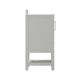 English Elm 42 Inch Bathroom Vanity with Sink, Storage Cabinet with Soft Close Doors, Open Shelf and 3 Drawers, Carrara Marble Finish Countertop, /White