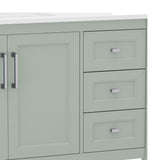 English Elm 42 Inch Bathroom Vanity with Sink, Storage Cabinet with Soft Close Doors, Open Shelf and 3 Drawers, Carrara Marble Finish Countertop, Sage