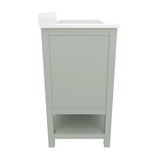 English Elm 42 Inch Bathroom Vanity with Sink, Storage Cabinet with Soft Close Doors, Open Shelf and 3 Drawers, Carrara Marble Finish Countertop, Sage