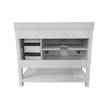 English Elm 42 Inch Bathroom Vanity with Sink, Storage Cabinet with Soft Close Doors, Open Shelf and 3 Drawers, Carrara Marble Finish Countertop, /