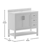 English Elm 42 Inch Bathroom Vanity with Sink, Storage Cabinet with Soft Close Doors, Open Shelf and 3 Drawers, Carrara Marble Finish Countertop, /