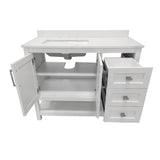 English Elm 42 Inch Bathroom Vanity with Sink, Storage Cabinet with Soft Close Doors, Open Shelf and 3 Drawers, Carrara Marble Finish Countertop, /