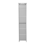 English Elm Freestanding Linen Tower Storage Cabinet with Magnetic Close Door, In-Cabinet Adjustable Shelf, and 3 Upper Open Shelves