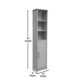 English Elm Freestanding Linen Tower Storage Cabinet with Magnetic Close Door, In-Cabinet Adjustable Shelf, and 3 Upper Open Shelves