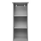 English Elm Freestanding Linen Tower Storage Cabinet with Magnetic Close Door, In-Cabinet Adjustable Shelf, and 3 Upper Open Shelves