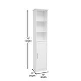 English Elm Freestanding Linen Tower Storage Cabinet with Magnetic Close Door, In-Cabinet Adjustable Shelf, and 3 Upper Open Shelves