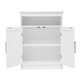 English Elm Bathroom Storage Cabinet Organizer with Two Magnetic Closure Doors, In-Cabinet Adjustable Shelf, and Upper Open Shelf