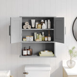 English Elm Wall Mounted Bathroom Medicine Cabinet Storage Organizer with Two Magnetic Closure Doors, Adjustable Shelf, and Lower Open Shelf