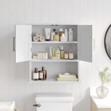 English Elm Wall Mounted Bathroom Medicine Cabinet Storage Organizer with Two Magnetic Closure Doors, Adjustable Shelf, and Lower Open Shelf