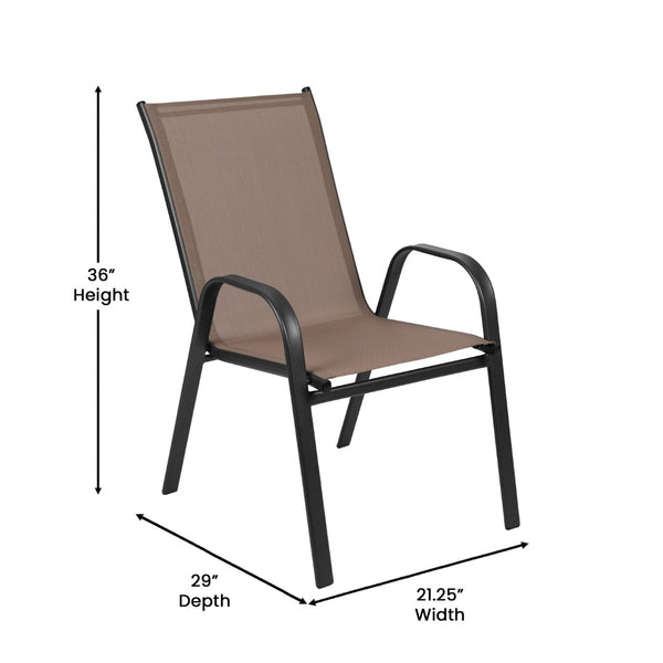English Elm Commercial Grade 5 Piece Commercial Grade Patio Dining Set with Tempered Glass Patio Table with 4 Chairs with Flex Comfort Material Seats and Backs