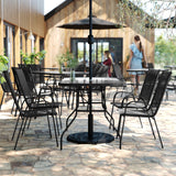 English Elm Commercial Grade 5 Piece Commercial Grade Patio Dining Set with Tempered Glass Patio Table with 4 Chairs with Flex Comfort Material Seats and Backs