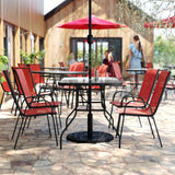 English Elm Commercial Grade 5 Piece Commercial Grade Patio Dining Set with Tempered Glass Patio Table with 4 Chairs with Flex Comfort Material Seats and Backs