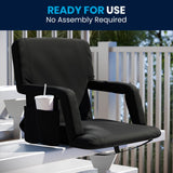 English Elm Commercial Grade Portable Lightweight Reclining Stadium Chair with Armrests, Padded Back & Seat with Dual Storage Pockets and Backpack Straps