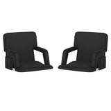 English Elm Commercial Grade - Set of 2 Portable Lightweight Reclining Stadium Chairs with Armrests, Padded Back & Seat - Storage Pockets & Backpack Straps