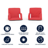 English Elm Commercial Grade - Set of 2 Portable Lightweight Reclining Stadium Chairs with Armrests, Padded Back & Seat - Storage Pockets & Backpack Straps