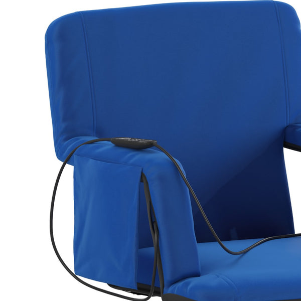 English Elm Commercial Grade Portable Heated Reclining Stadium Chair with Armrests, Heated Padded Back & Heated Seat with Dual Storage Pockets and Backpack Straps