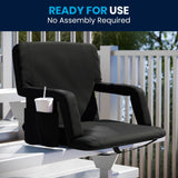 Commercial Grade Extra Wide Lightweight Reclining Stadium Chair with Armrests, Padded Back & Seat with Dual Storage Pockets and Backpack Straps