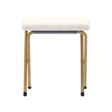 English Elm 56" Portable Folding Double Saucer Chair with 2 Folding Ottomans Ivory Faux Shearling with a Soft Gold Steel Frame for Dorm or Bedroom