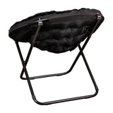 English Elm 38" Oversize Portable Faux Fur Folding Saucer Moon Chair for Dorm and Bedroom,