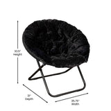 English Elm 38" Oversize Portable Faux Fur Folding Saucer Moon Chair for Dorm and Bedroom,