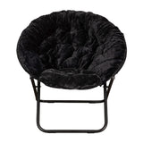 English Elm 38" Oversize Portable Faux Fur Folding Saucer Moon Chair for Dorm and Bedroom,